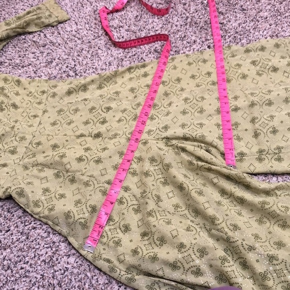 Ridhi Mehra x Indya Wide Leg Flare Jumpsuit Size XS Green Gold Print - Picture 10 of 12